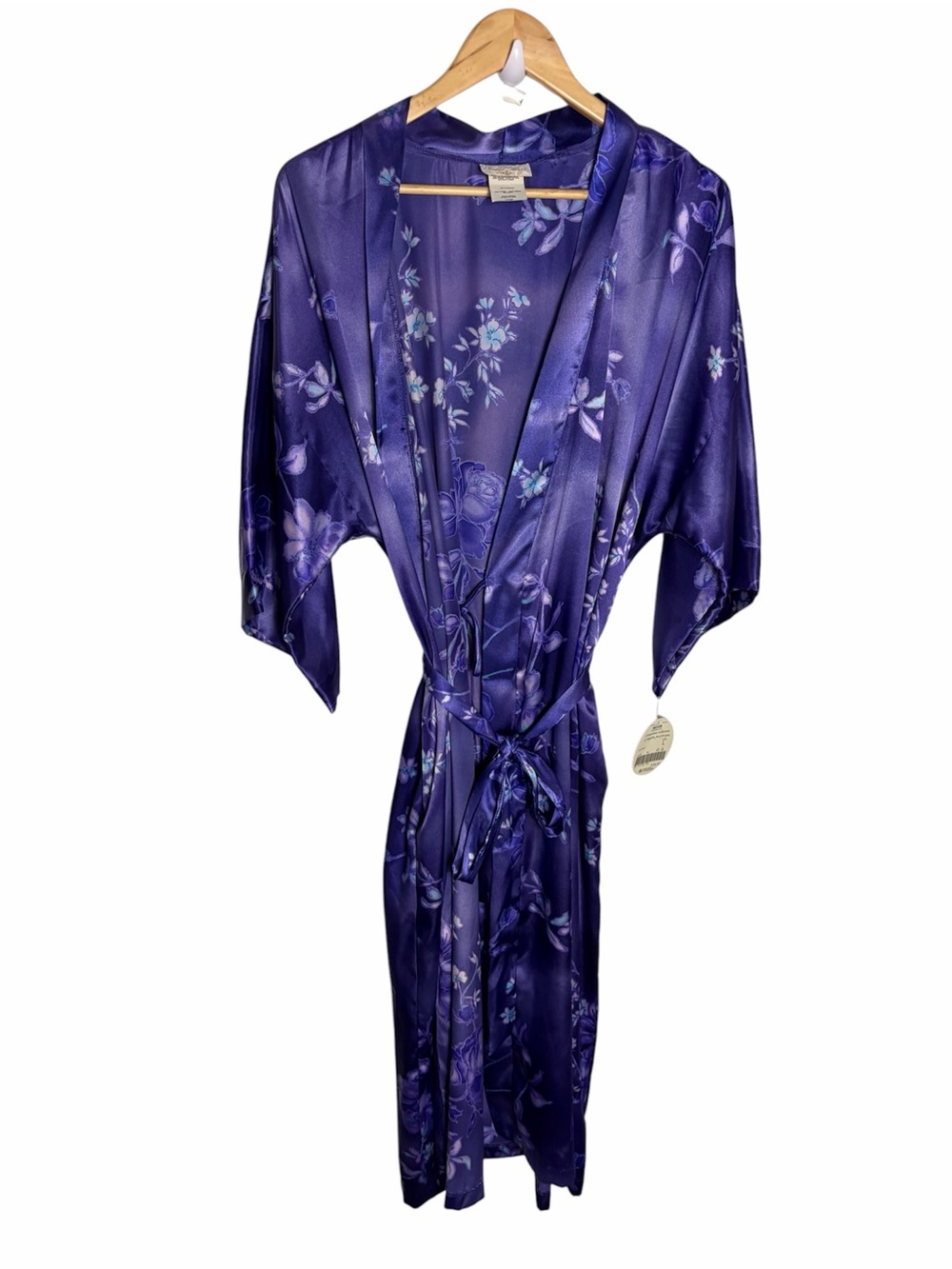 NWT Vintage Y2K purple floral stain lingerie robe size L